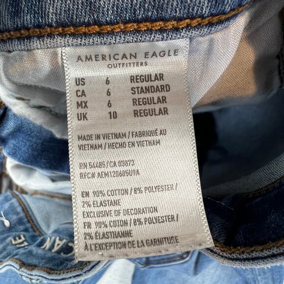 American Eagle Outfitters High Rise Jegging Jeans Women's 6 Skinny Med Wash - Picture 6 of 12